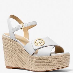 New Michael Kors White  Hannah Wedge Sandal